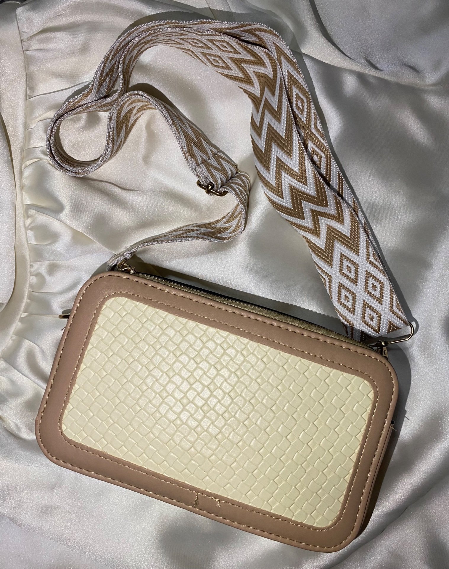 НОВ Модерен 3-во-1 Беж Сет Чанта со Каиш ✨ Crossbody