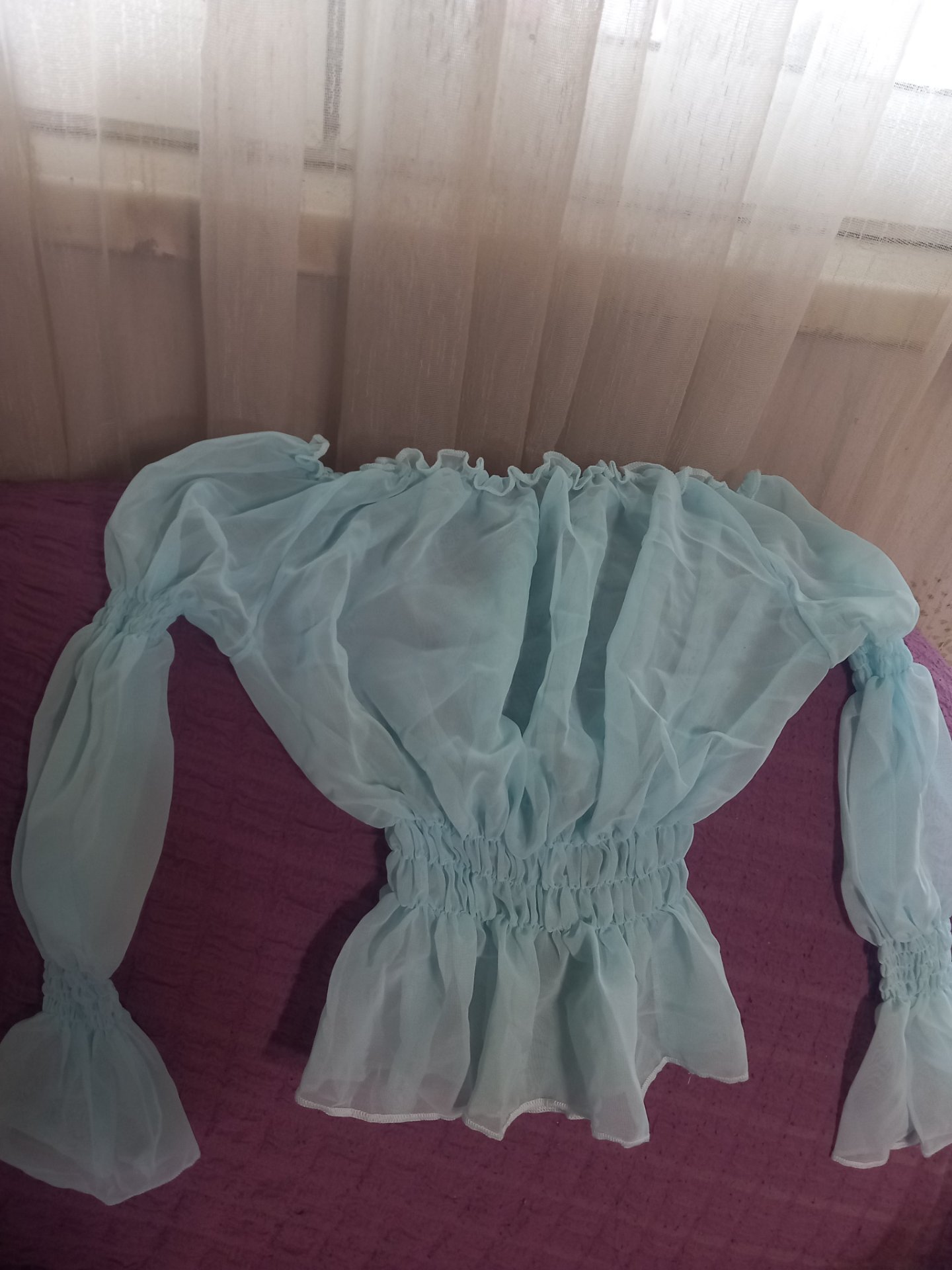 Pull@Bear prozirna svetlo sina maica