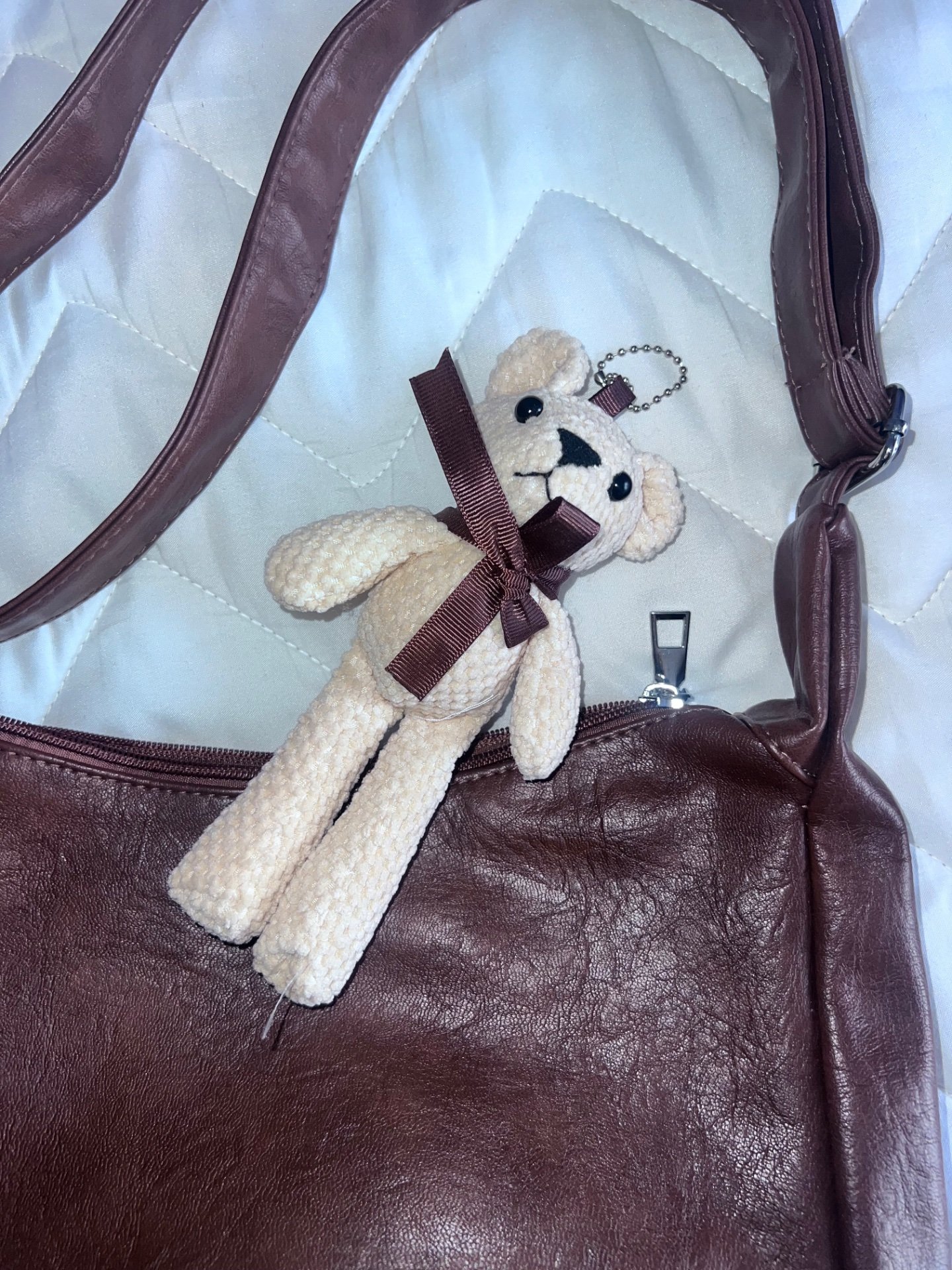 Кафеава чанта со украс - 4