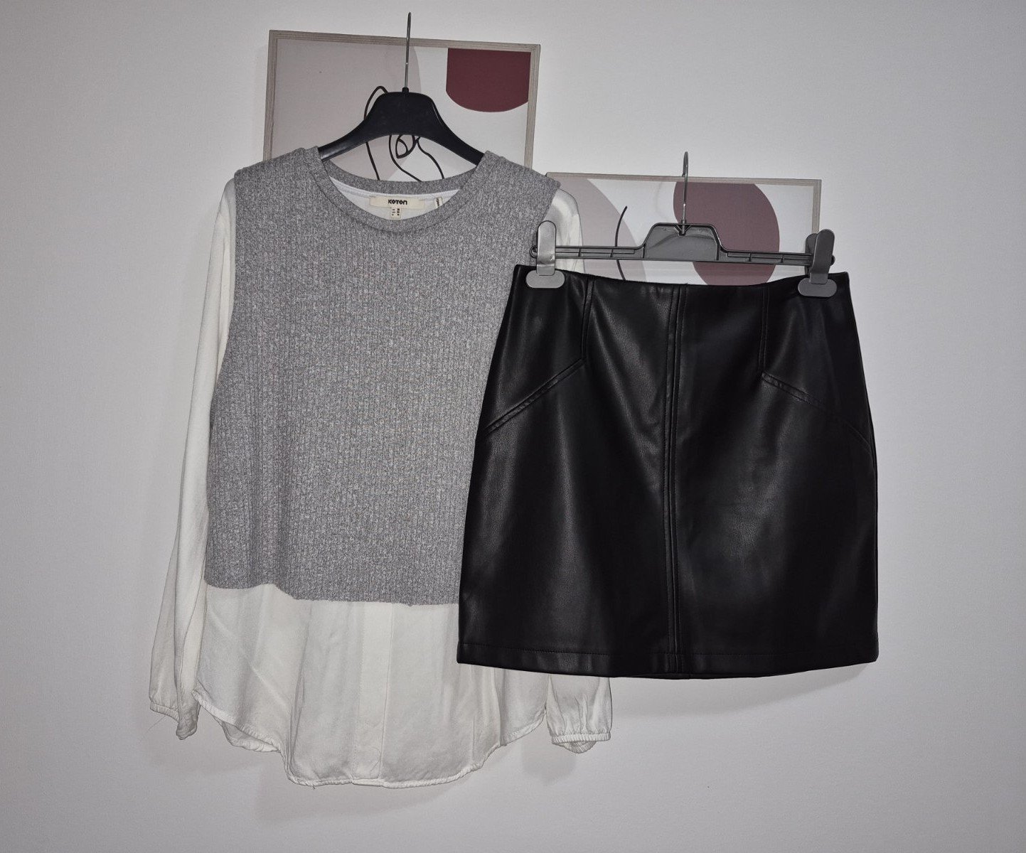 Koton set: koshula so elek+suknja eko koža