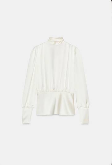 НОВО СО ЕТИКЕТА! ZARA Сатенска Кошула со Машна на Грбот