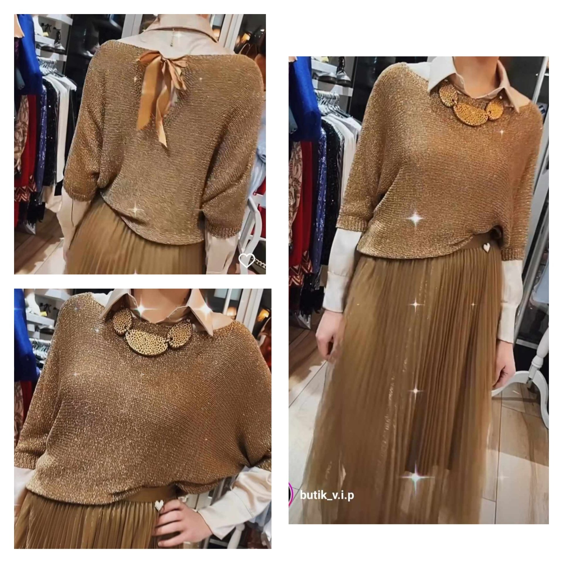Konchana bluza(staro zlato) so pandelka M do XL - 4