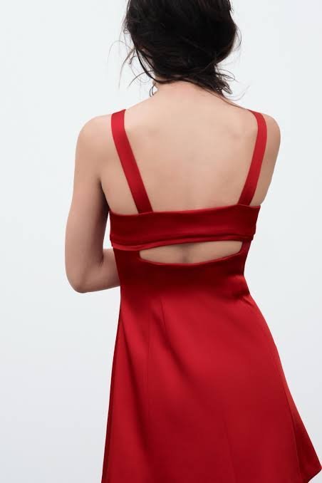 Црвен сатенски фустан Zara - 2