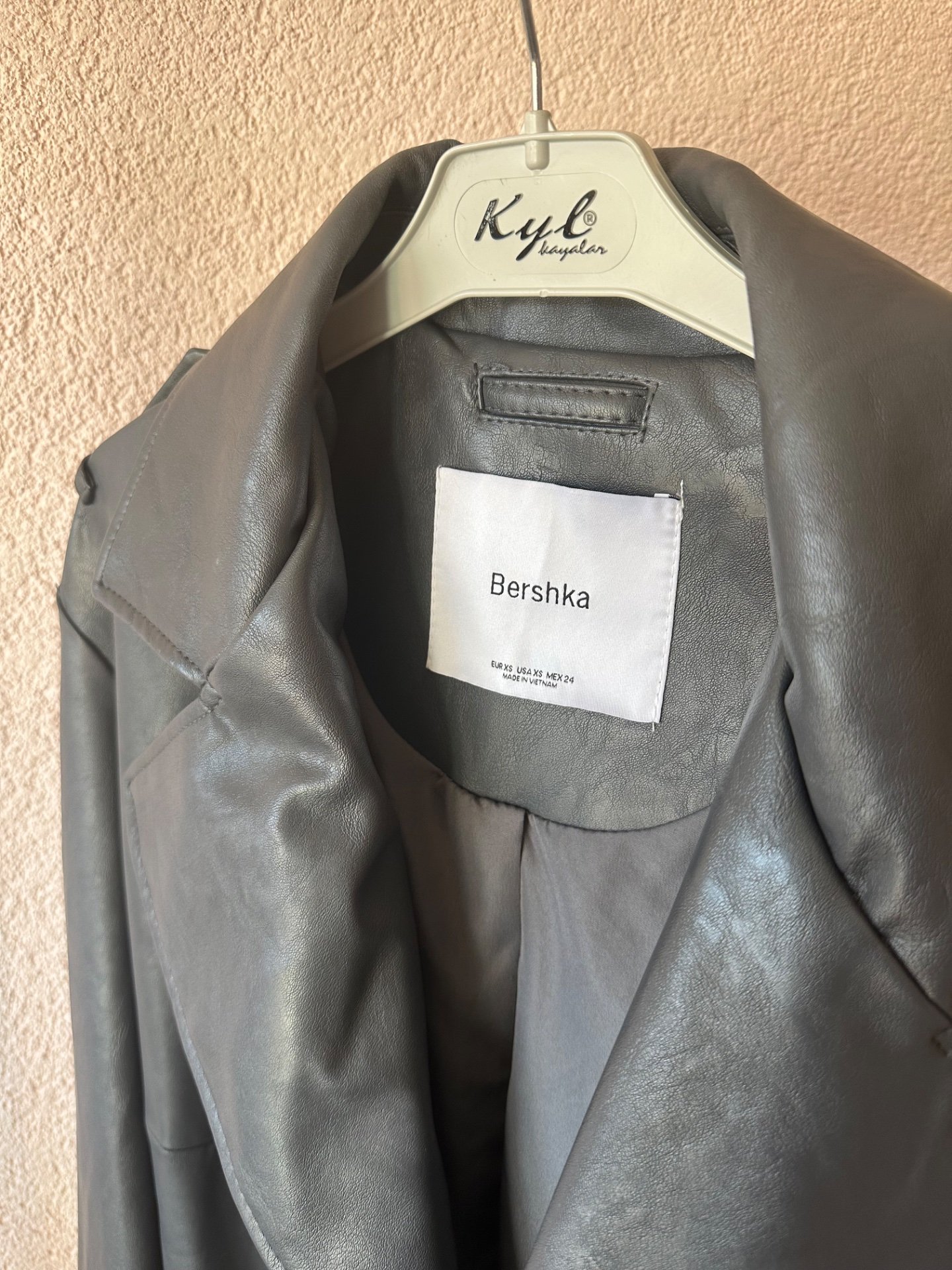 BERSHKA Долг сив мантил XS - 3