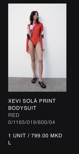 Zara боди со долги ракави Л