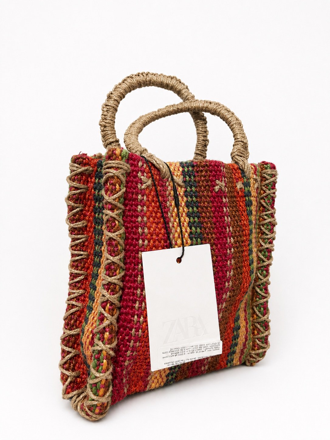 Zara Jute Striped bag